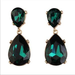 emerald drop dangle gold earrings
